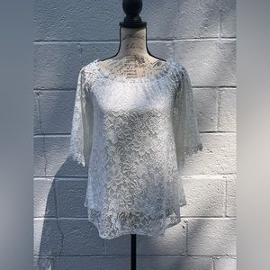 NWT, NEVER WORN | Women’s White Lace Floral Shirt | MIHOLL